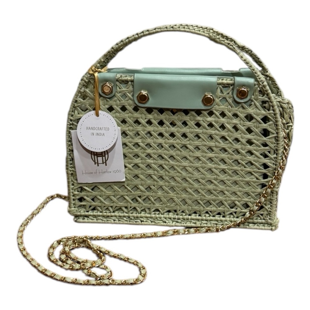 House of Harlow 1960 Framed Caning Crossbody Satchel For Women Mint